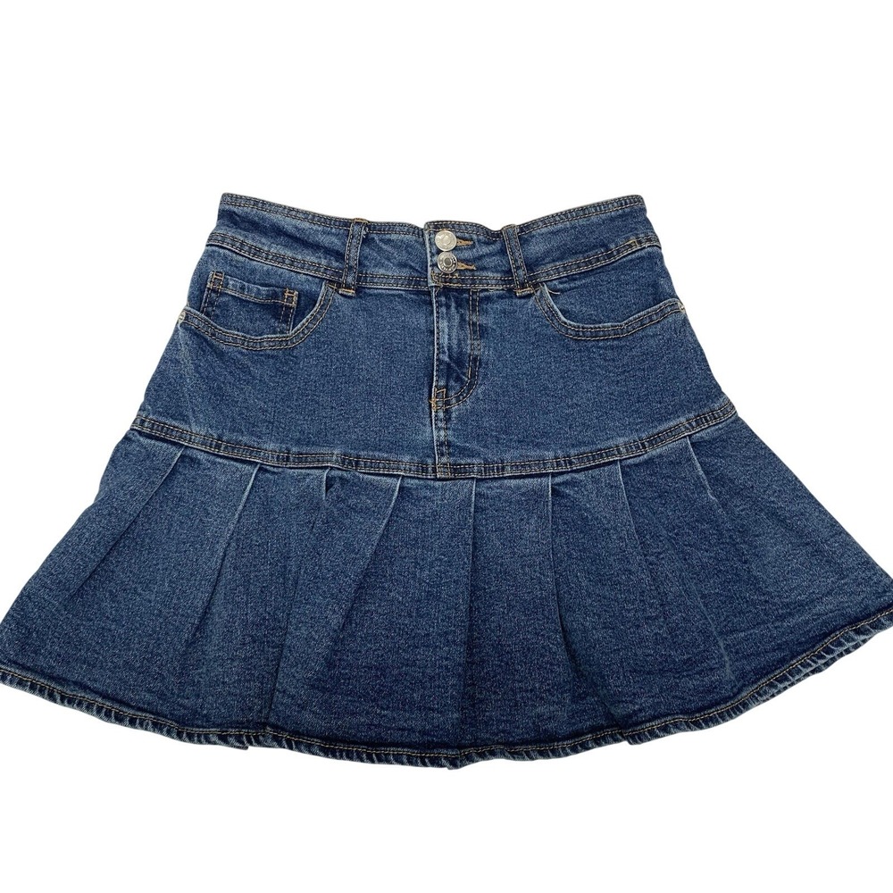 Wild Fable Y2K Pleated Denim Mini Skirt‎ 4 Pockets Beach Schoolgirl Preppy Retro